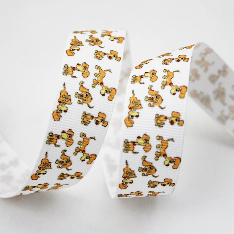 

Cartoon puppy printed grosgrain ribbon 9-75mm DIY handmade materials christmas wedding gift wrap tape ribbons