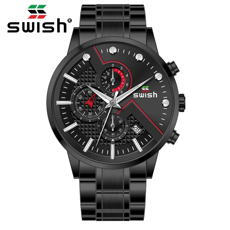 

Часы наручные SWISH мужские кварцевые, спортивные водонепроницаемые в стиле милитари, с хронографом, с автоматической датой, деловой стиль, 2022
