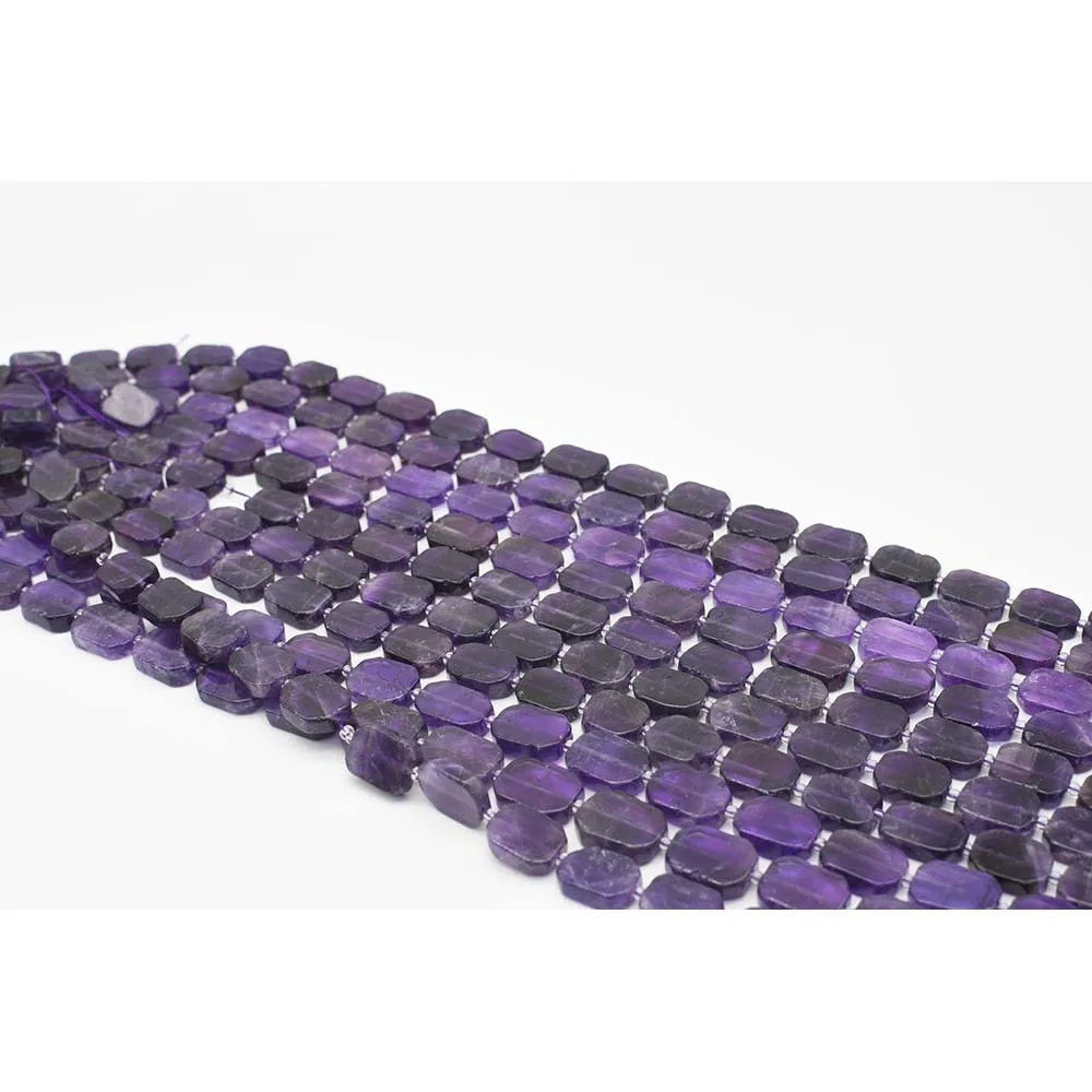 

12x16mmAA Natural Smooth Amethyst irregular rectangle shape Stone Beads For DIY necklace bracelet jewelry make 15 "free delivery