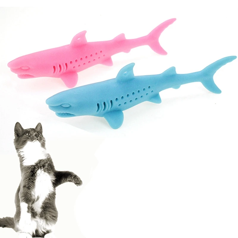 

Shark Shape Silicone Pet Cat Toothbrush Pet Soft Mint Shark Catnip Cat Teeth Cleaning Toy For Cats Kitten Chew Toy Pet Supplies