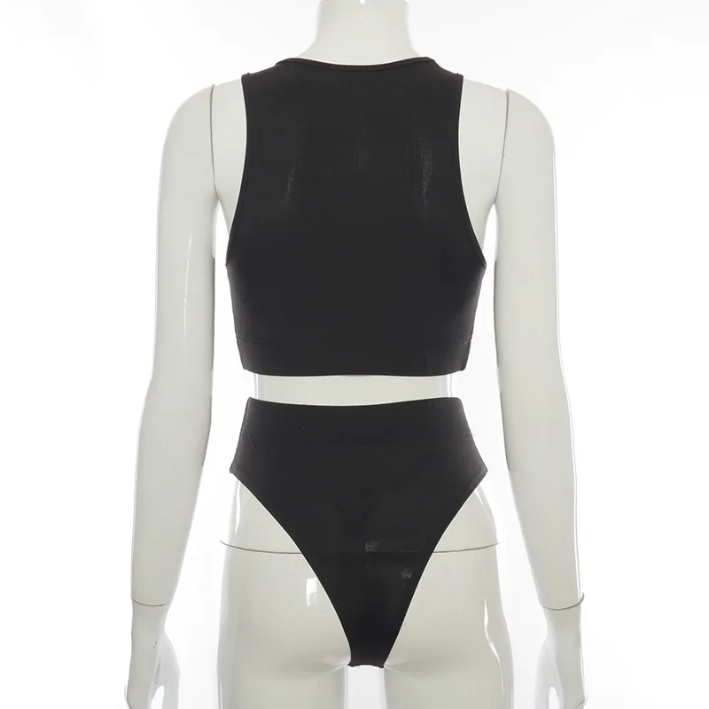 

2021 Women's Tracksuit Summer Solid Black Color Cropped Vest Sportswear Stretch Casual Pant Ladies 2 Piece Set Shorts Sj7725V