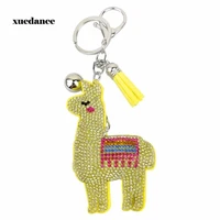 new creative rhinestone animal keychain cute crystal alpaca car key ring female bag pendant accessories charm jewelry key chains