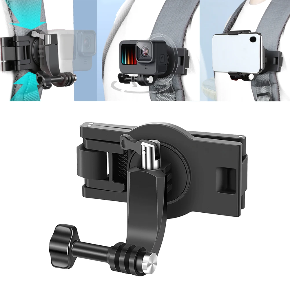 multifunction shoulder adjustable angle travel backpack strap mount quick clip easy install portable camera for gopro hero 9 free global shipping