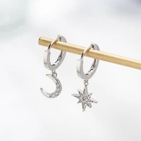 new 2021 contracted asymmetric crystal star fashion drop earrings delicate joker moon style women earrings jewelry