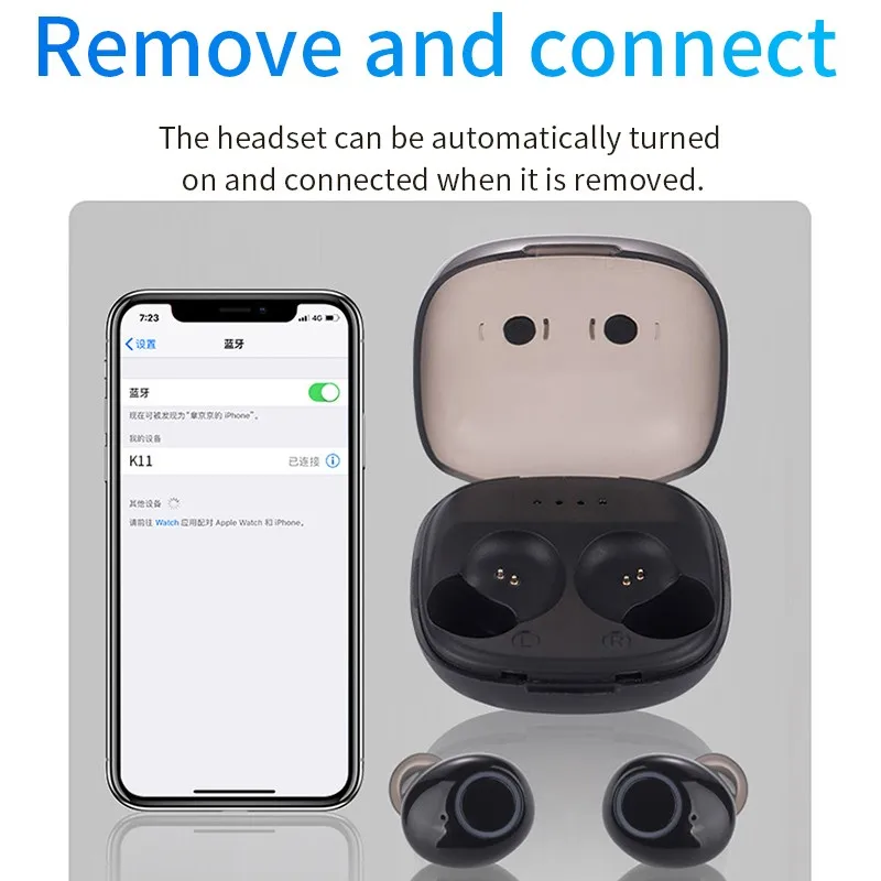 Фото HATOSTEPED True беспроводные наушники 5 0 Bluetooth вкладыши стерео с микрофоном HATOSTEPED True беспроводные наушники 5 0 Bluetooth вкладыши стерео с микрофоном