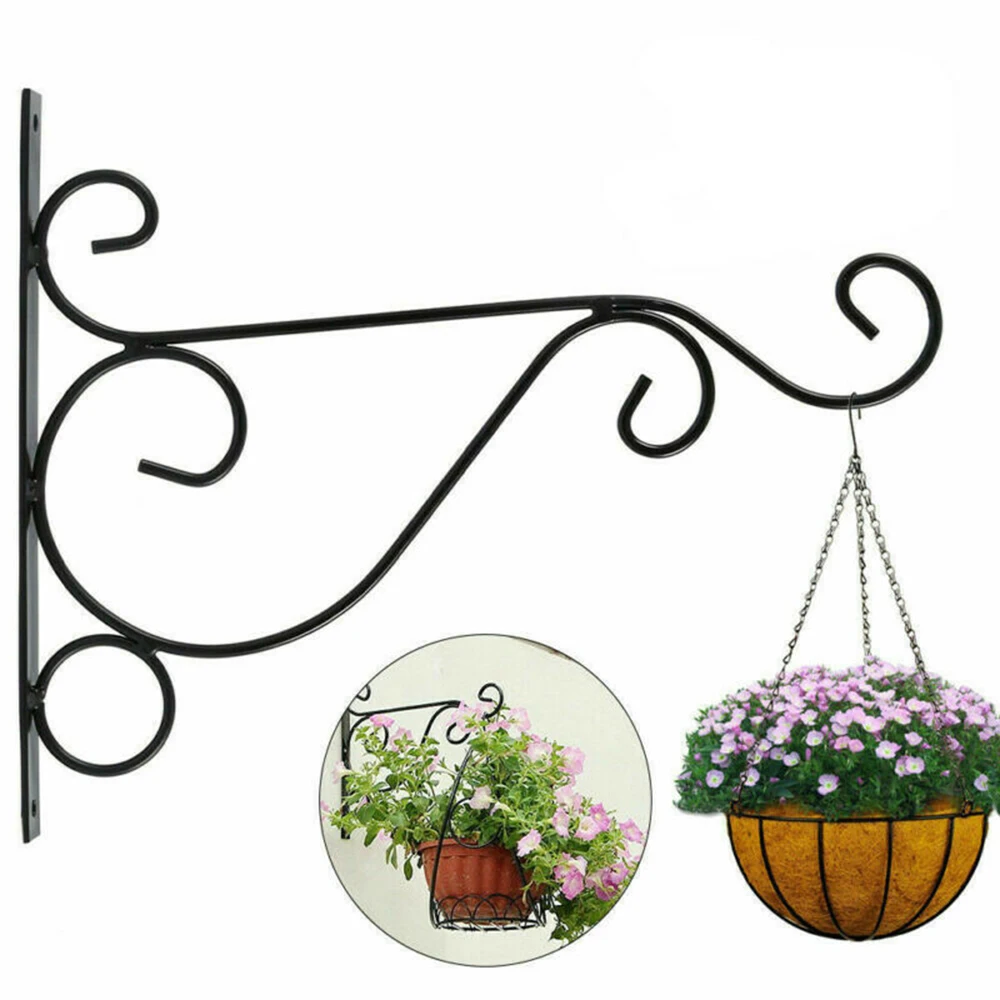 

2pcs Hangers Metal Hanging Basket Brackets Outdoor Garden Plant Hanger Hook Wall Decor