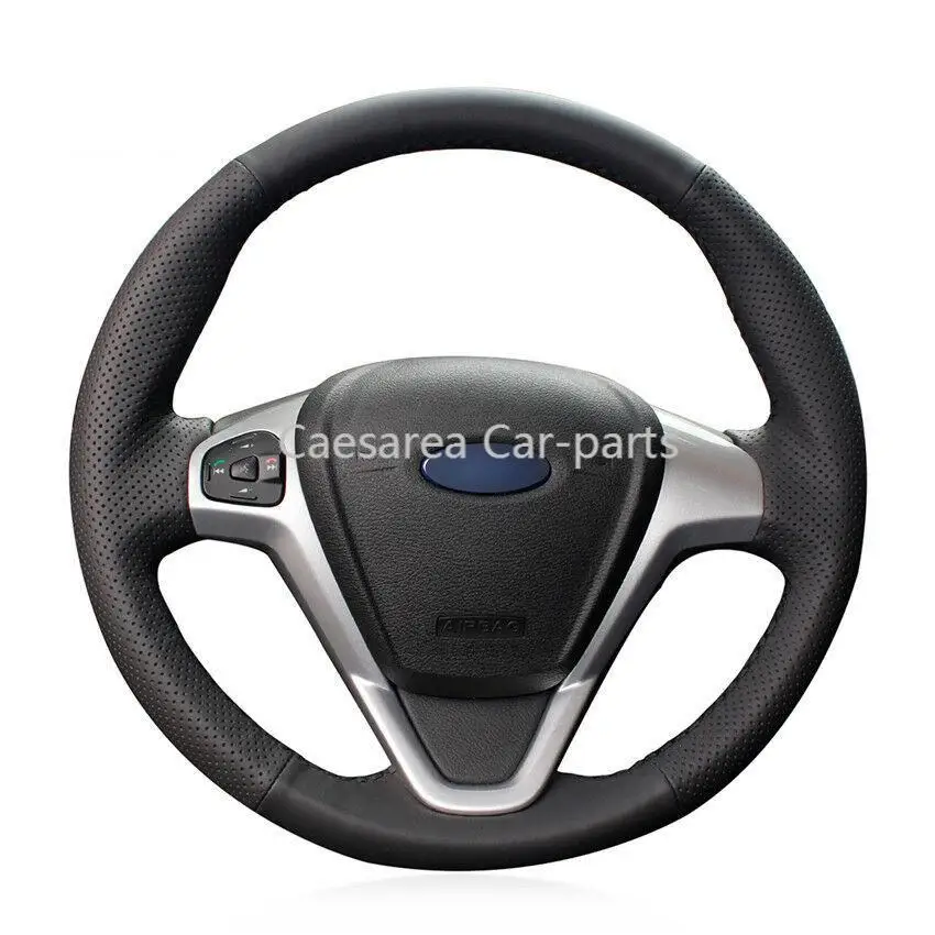 

Чехол рулевого колеса для Ford Fiesta 2008-13, ручная работа, черный, искусственная кожа