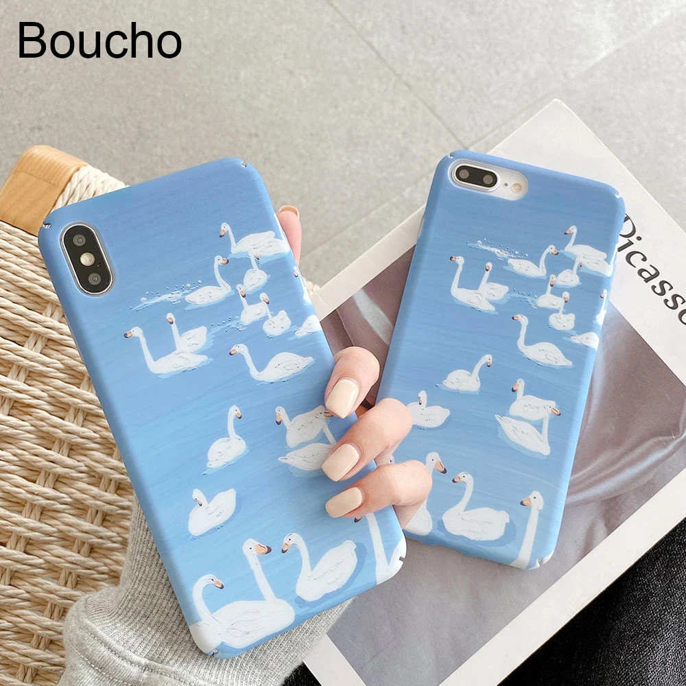 Матовые телефонные чехлы с рисунком гуся в озере для iphone 6 6s 7 8 plus 11 pro MAX XR X XS Max SE 2020