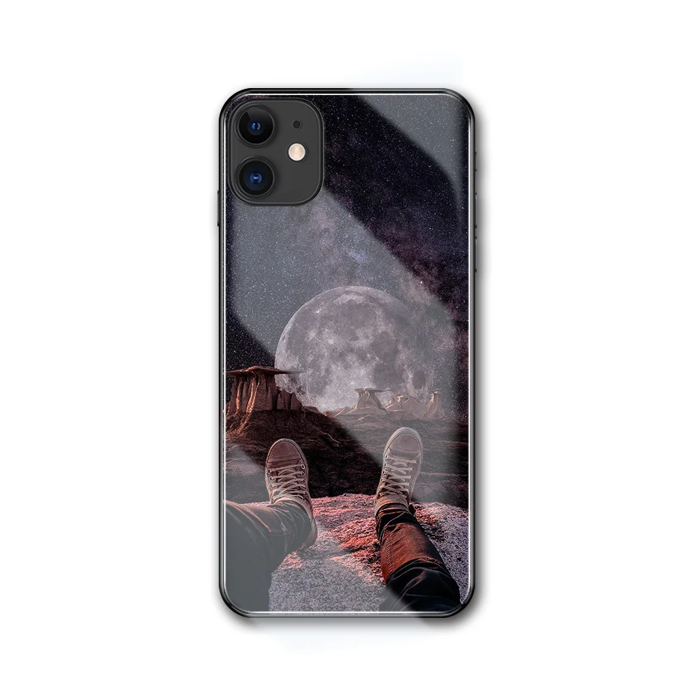 FinderCase XS MAX чехол для закаленное стекло для iPhone Радуга закат Кошка Луна iPhone XR MAX 6 6 S 8 7 plus X - Цвет: 01926