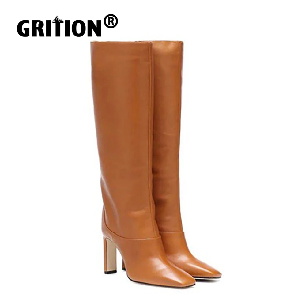 GRITION/женские сапоги до колена Сапоги с имитацией высокого качества из воловьей