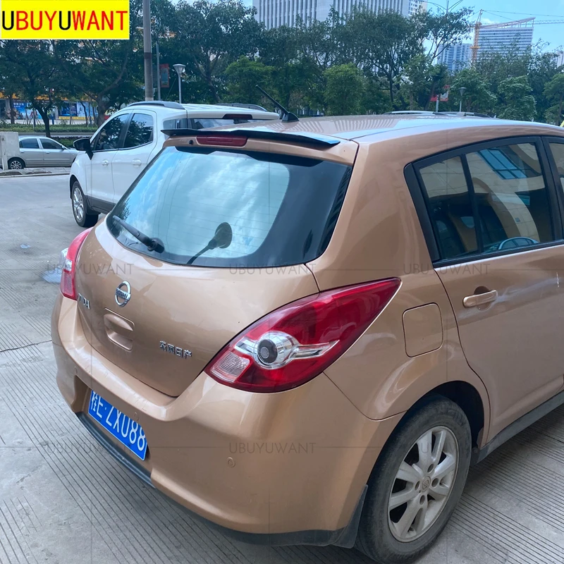 Задний спойлер на крыше для Nissan Tiida 2007 2011 ABS Gloosy черный/углеродного волокна Цвет