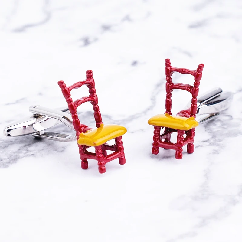 Новинка мужские запонки забавные в форме стула разноцветные для вечеринки