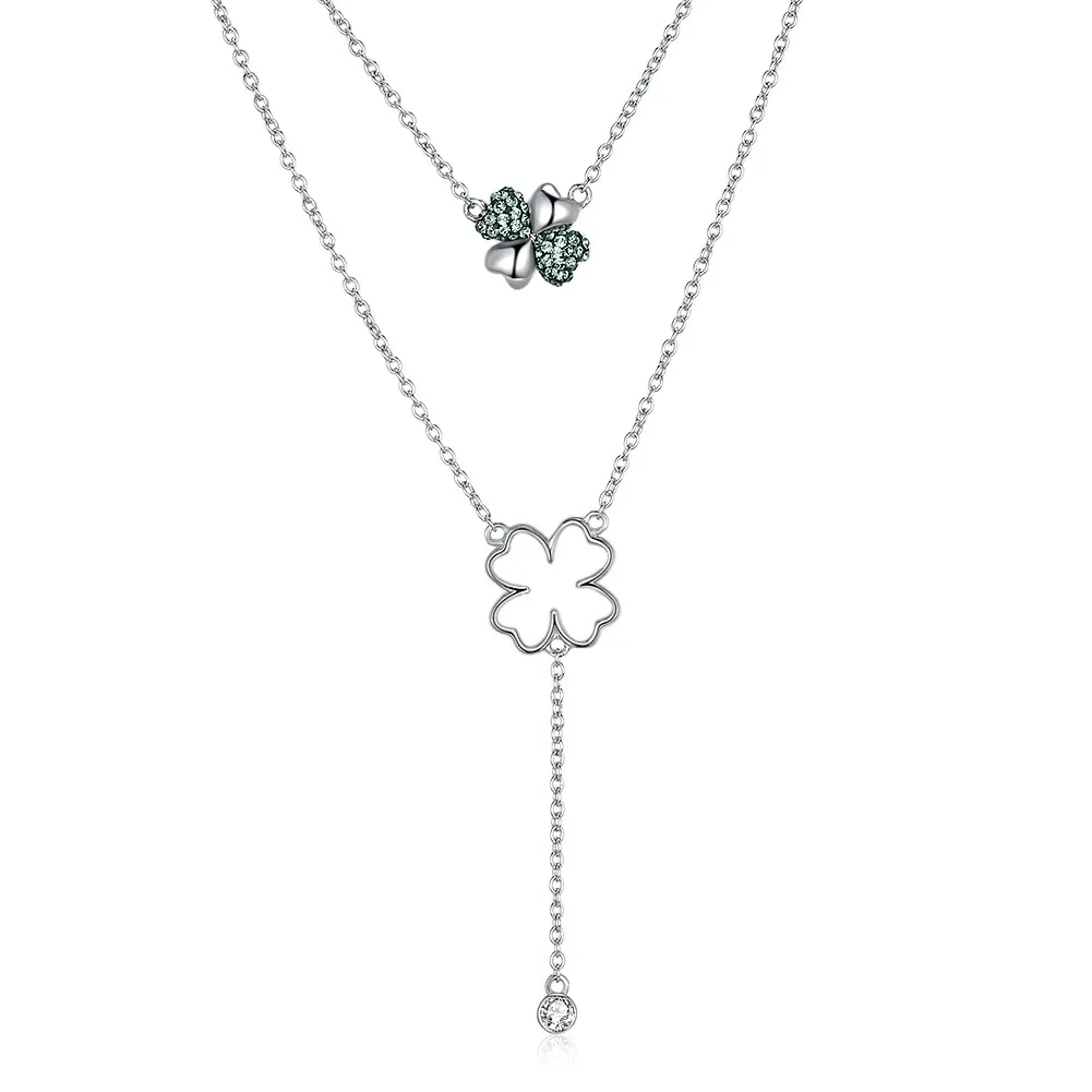 

Sterling Silver 925 Clover Crystal Pendant Necklace