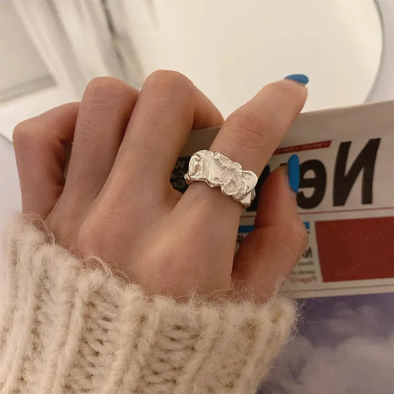 Женские регулируемые металлические кольца AOMU винтажные текстурированные