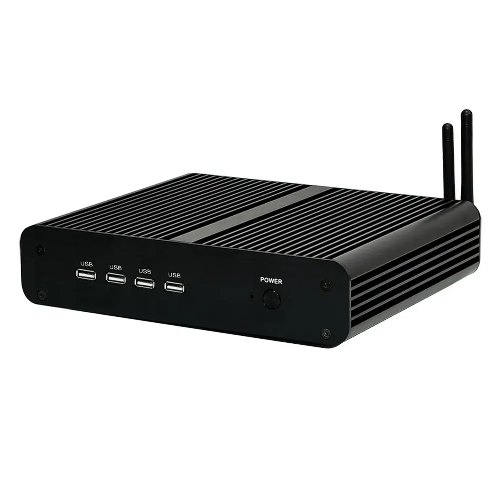 Безвентиляторный мини-ПК, Intel quad core I7 8550U, Windows 10/Ubuntu, черный, [HUNSN BM14L],(WiFi/1DP/1HD/4USB3. 0/4USB2. 0 или(1USB2. 0)/1LAN