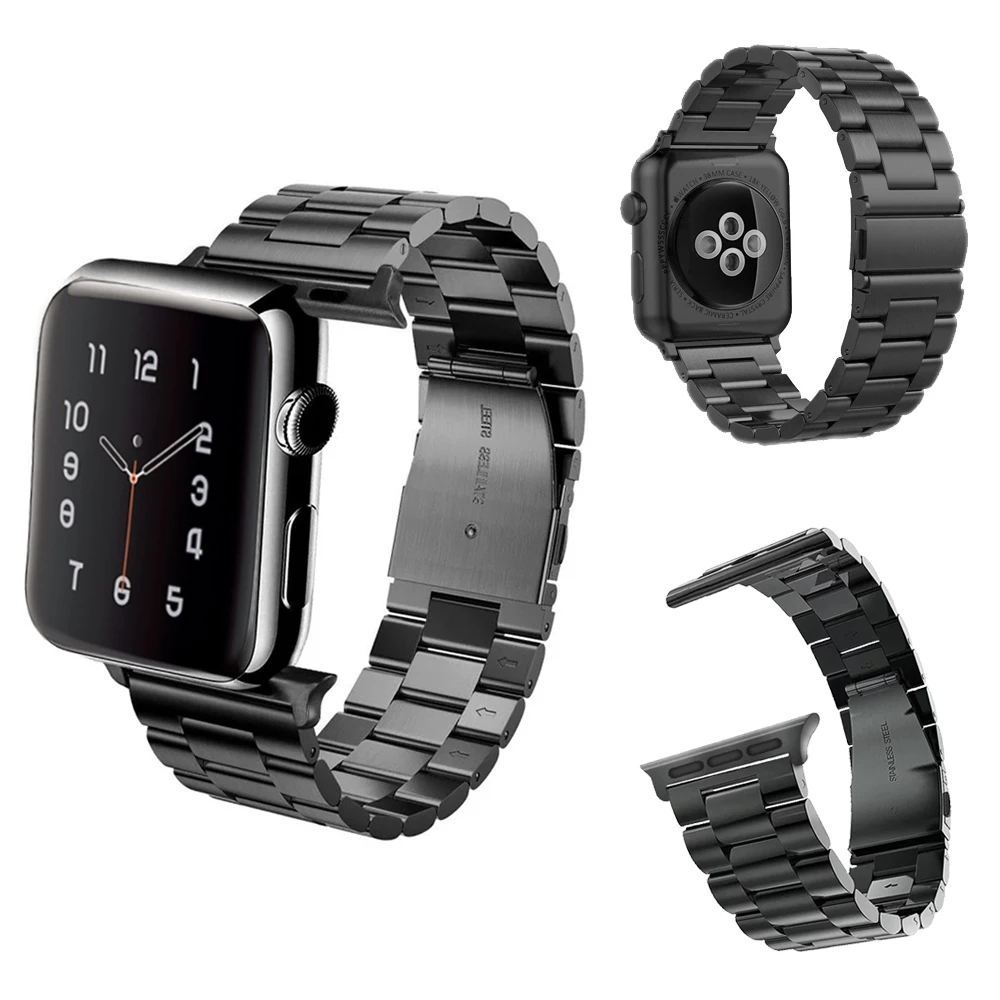 Ремешок из нержавеющей стали для Apple Watch Band 38/42/40/44 мм сменный черный браслет часов