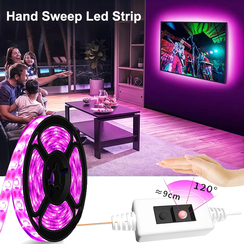 

Hand Sweep USB LED Strip Light 5V 2835 Flexible Led Fairy Lamp For Room Kitchen Stair Bathroom Mirror PC LED TV Backlight Tape