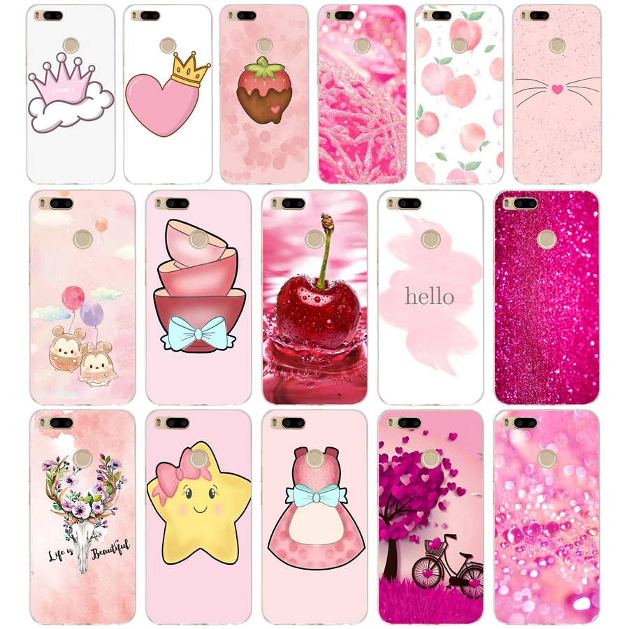 372FG светло-розовый девичий Мягкий Силиконовый ТПУ чехол для телефона xiaomi redmi mi 8 A1