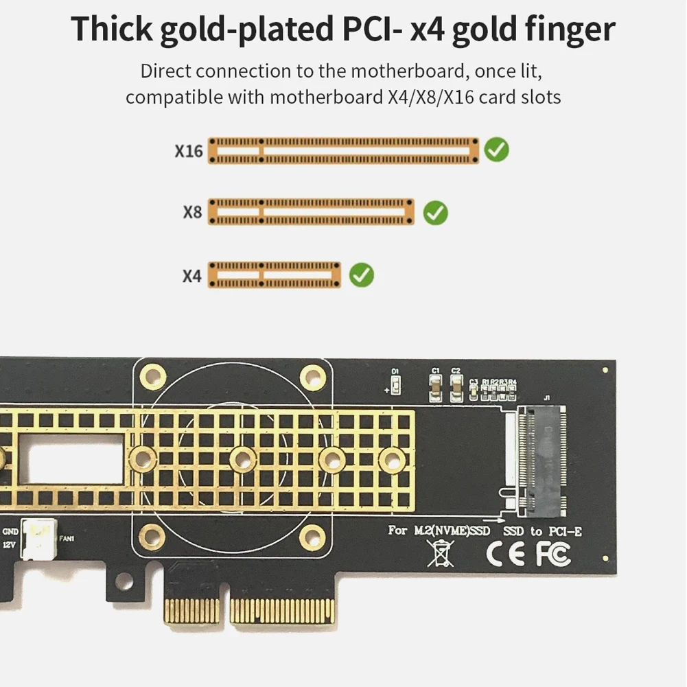 

Плата расширения M.2 NVME PCIE3.0 SSD на PCIe X4 X8 X16, PCI Express преобразователь, адаптер для жесткого диска 2242 2260 2280, с добавлением карты