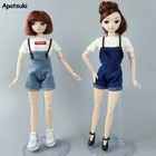 Комплект одежды для кукол Барби, рубашка и джинсовая ткань, джинсовый детский нагрудник брюки