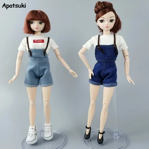 Комплект одежды для кукол Барби, рубашка и джинсовая ткань, джинсовый детский нагрудник брюки