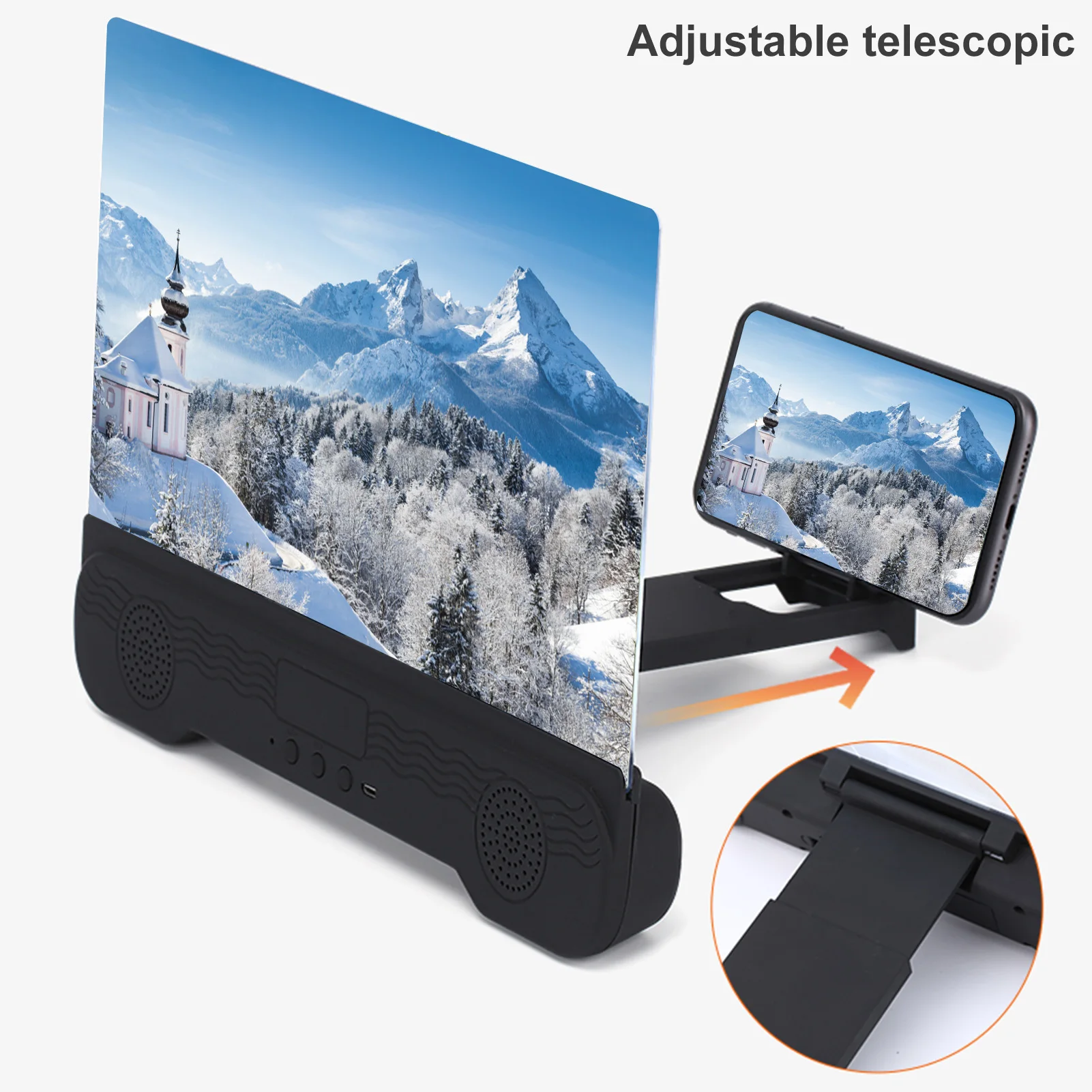 14 inch 3d mobile phone screen magnifier with bluetooth speaker hd magnifying glass stand for video screen enlarged phone holder free global shipping