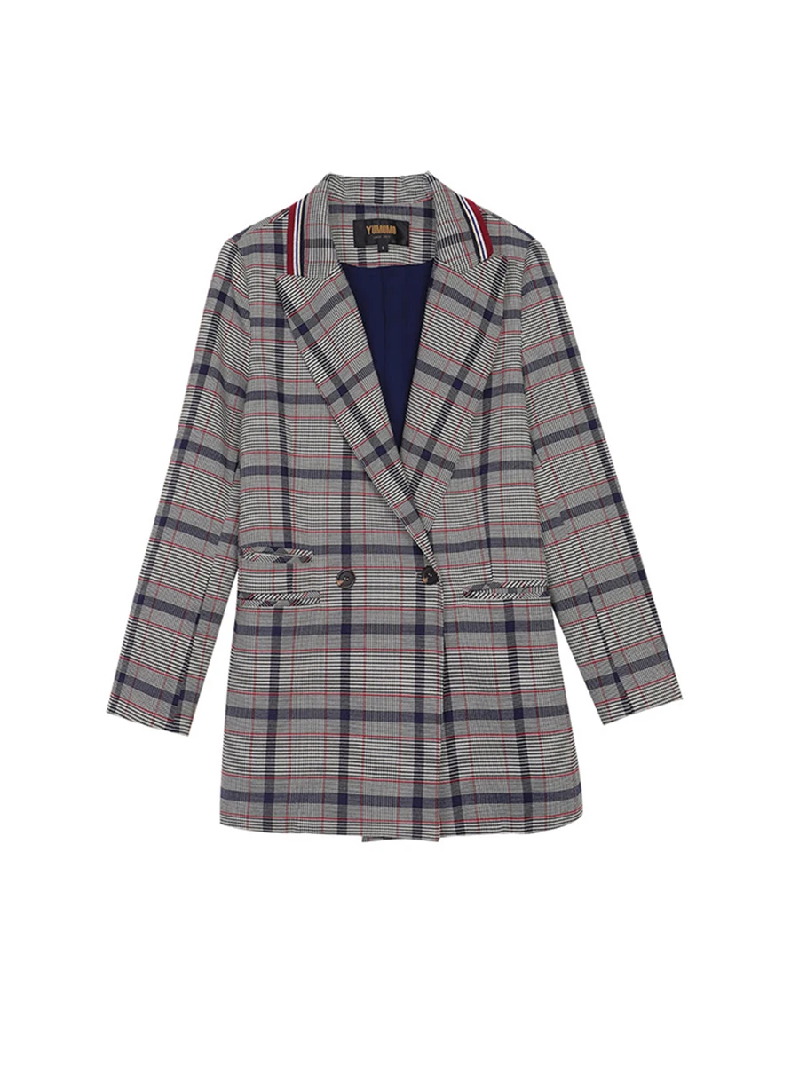 Women Winter Autumn Plaid Suit Jacket Female Coat Fashion Clothing Slim Blazer
