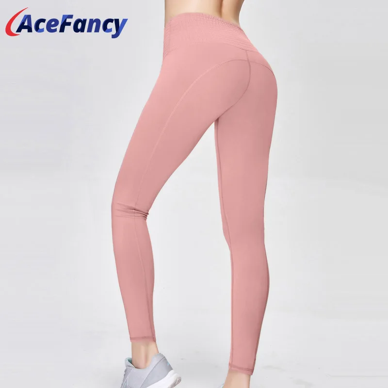 Женские облегающие леггинсы для бега и занятий йогой компрессионные бесшовные с