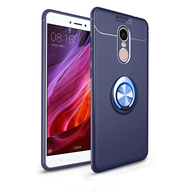 Для Xiaomi Redmi Note 4 4X чехол цветной металлический Магнитный кольцо мягкое Силиконовое ТПУ и жесткий чехол для Xiaomi Redmi Note 4 4X5,5"