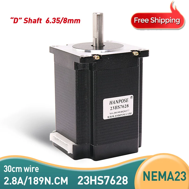 Máquina de Gravura do Roteador Motor Deslizante 4-lead 270oz-in 76mm 2.8a 189n.cm Bipolar ce Iso Rohs Cnc 1pc Nema23 23hs7628