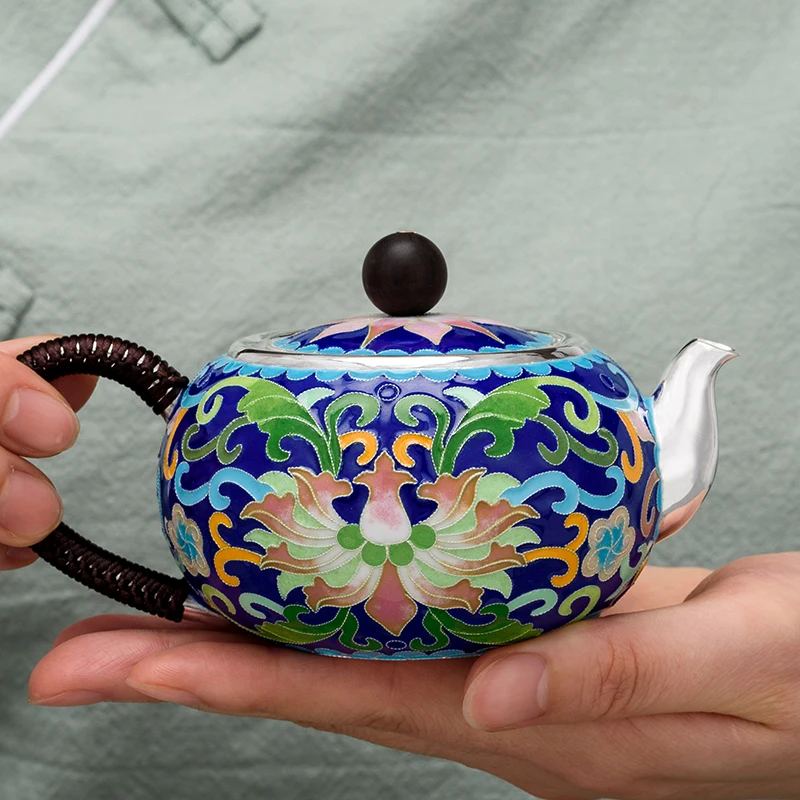 Silver Teapot Pure 999 Hand Made Cloisonne Medium Old Retro Style Home Tea Set | Дом и сад