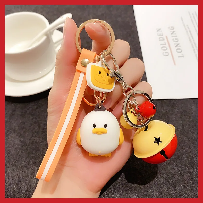 

Lovely Refueled Duck Keyrings Cartoon Duck Bell Key Chain Sweethearts Student Gift Key Chains Wholesale