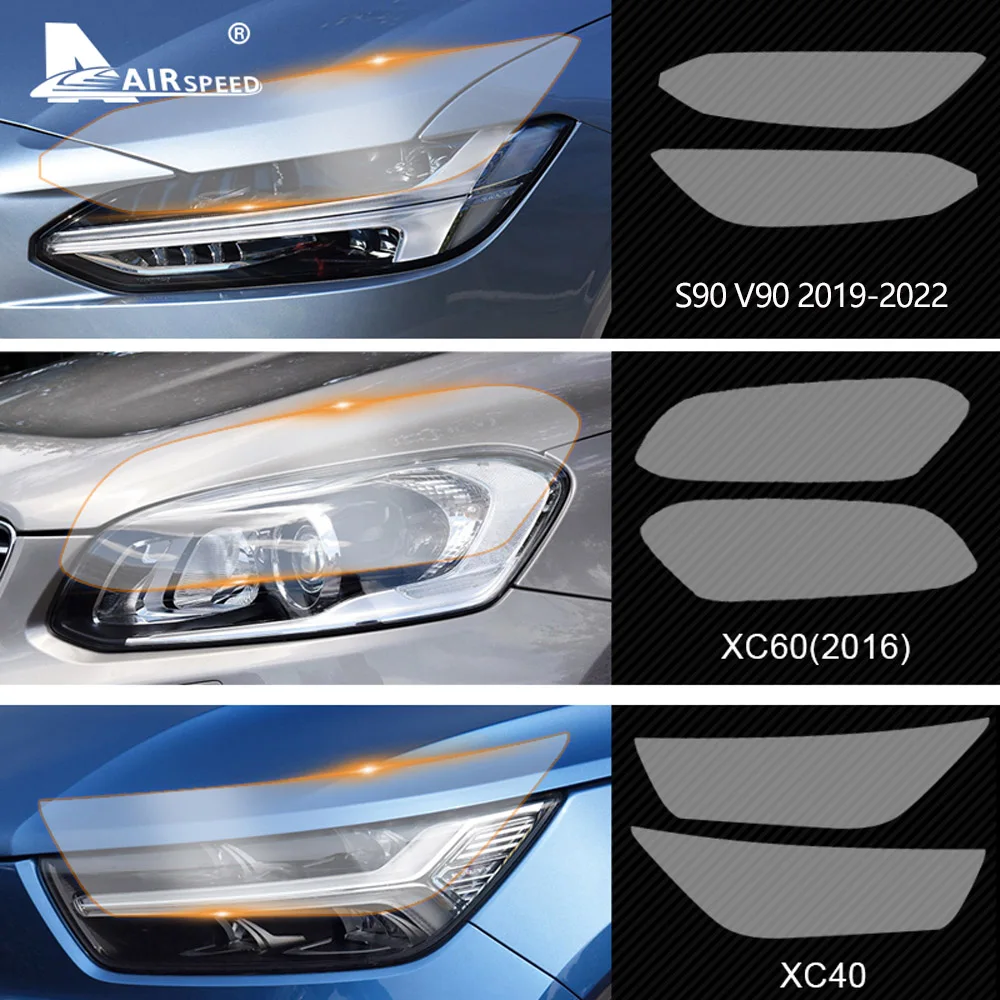 

2pcs for Volvo XC60 XC90 XC40 V90 V60 S60 S90 Brand New Accessories TPU Special Car Headlight Headlamp Protective Film Sticker