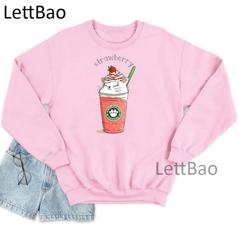 

Cat Coffee Paw Strawberry Fashion Hoodies Hip Hop Women Fashion Casual Ulzzang Casual Long Sleeve Hoodies Streetwear Sweatshirts