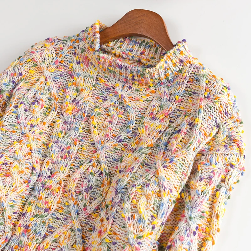 

Vintage Style Knit Pullover Sweaters Women 2021 Women Autumn Winter Multicolor Chic Jumpers Streetwear Loose Knitwear