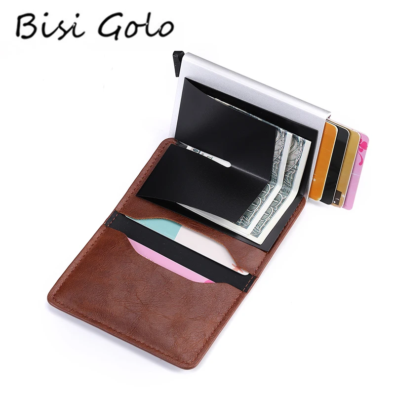 

BISI GORO Fashion Style Wallet Unisex Card Holder Slim Small Mini Pop-up Wallet RFID Bloking Metal Aluminum Box Cartera Mujer