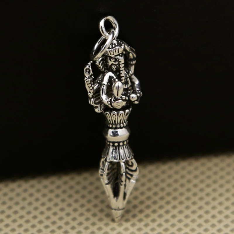 S925 Sterling Silver DIY Bracelet Accessories Elephant Trunk Vajra Pendant Bracelet Retro Style Pointed Pestle Wholesale