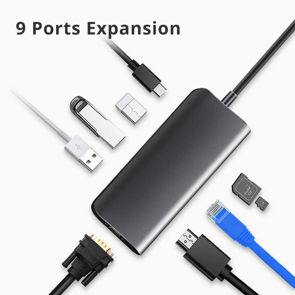 USB концентратор Snowkids C HDMI совместимый usb type c для macbook типа PD зарядка алюминий Mi Samsung