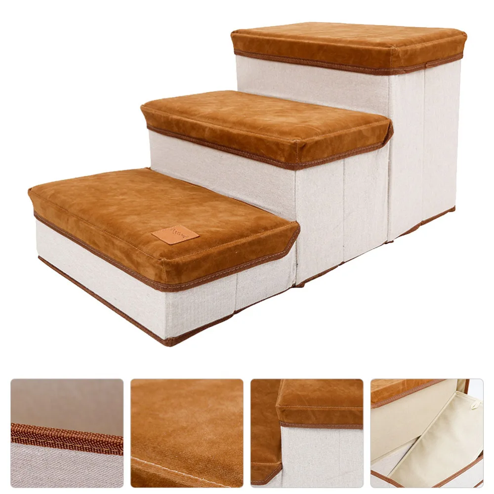 

1pc 3-Step Pet Stair Storage Case Design Foldable Ramp Ladder for Puppies Dogs