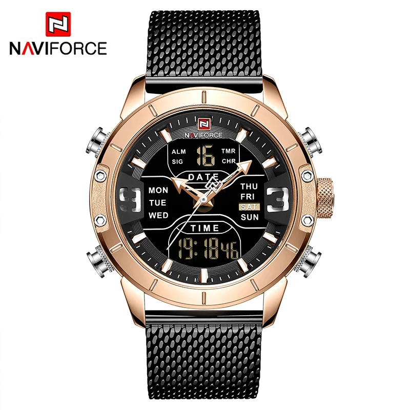 Мужские часы NAVIFORCE 9153 спортивные военные водонепроницаемые со светодиодный