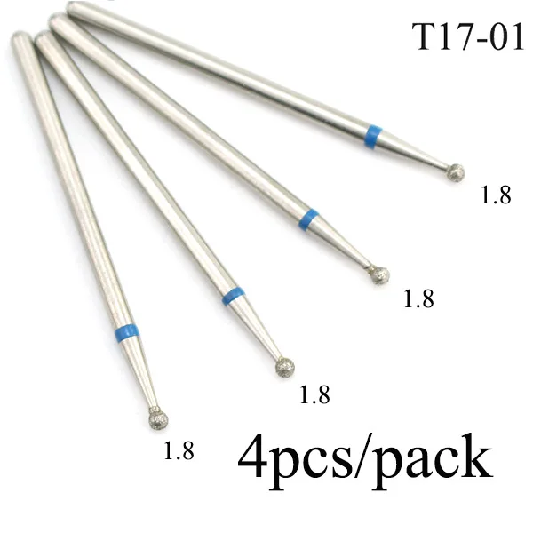 4pcs T17-1 1 шт. Алмазный шариковый роторный фреза для маникюра, ногтей, сверло для кутикулы, электрические пилочки для ногтей, инструменты для удаления геля - Цвет: 4pcs T17-1