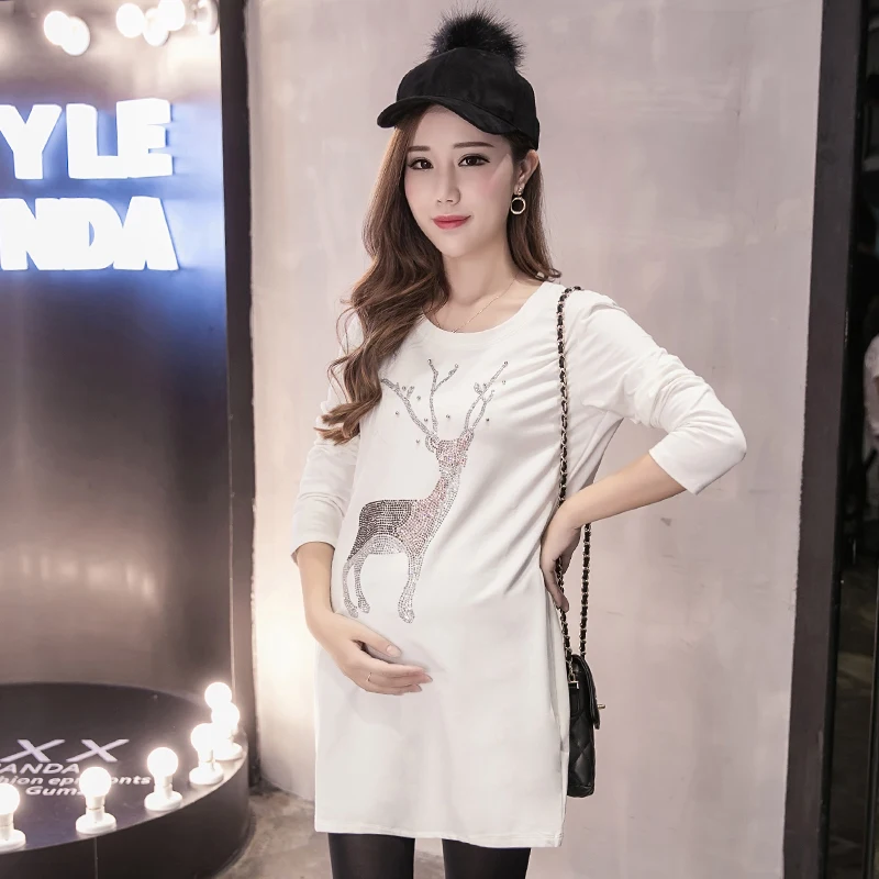 2017 высококачественные Забавные Рубашки с мультяшным принтом для беременных