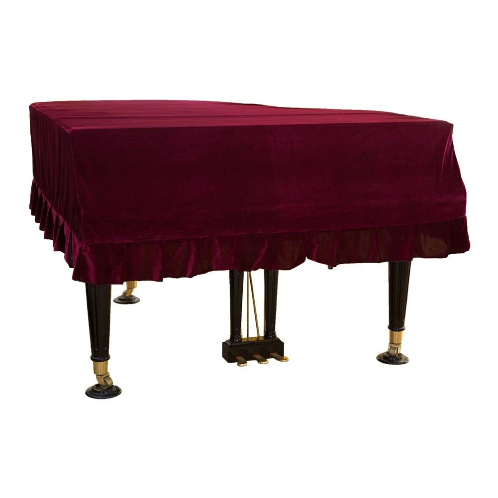 

Decorated Macrame Home Anti Scratch Soft Dirt Resistant Triangle Bordered Practical Protective Dustproof Gold Velvet Piano Cover
