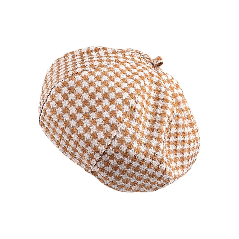 

Модный классический восьмиугольный берет с рисунком «гусиные лапки» для мужчин и женщин, хаки, черная Весенняя женская Ретро-шапка художни...