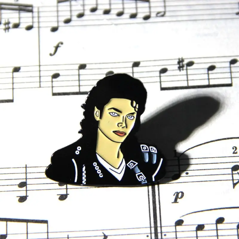 Брошь Майкла Джексона эмалированная металлическая заколка с изображением лица