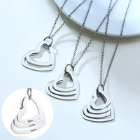 free personalized family necklace custom 234 names stainless steel triple heart engraved necklaces for mother dad gift