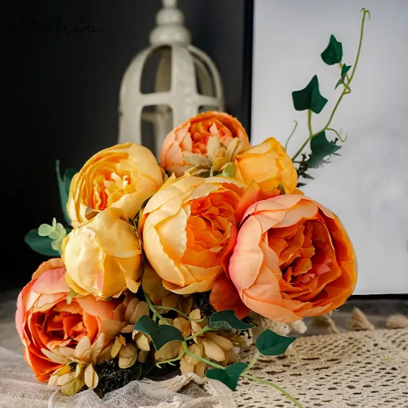 Роскошный большой Букет пионов SunMade из 12 головок в европейском стиле Осенние