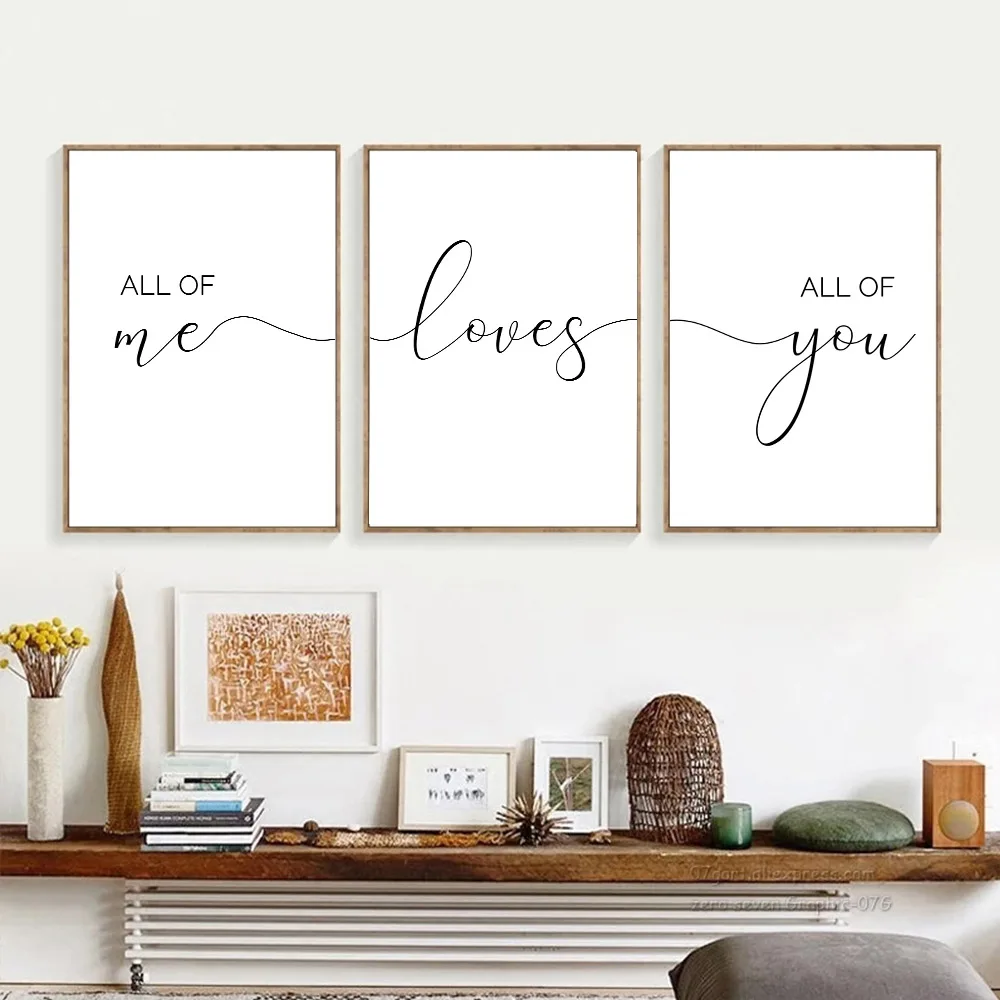 

All Of Me Loves All Of You Wall Art Poster Couple Quotes Canvas Painting Nordic Art Print Pictures Modern Living Room Home Decor