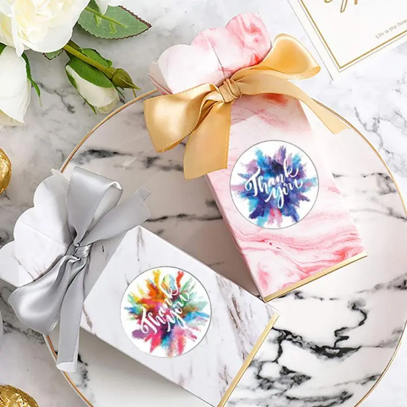 

500pcs 8 Designs Floral Thank You Stickers Seal Label for Small Shop Wedding Envelope Stationery Sticker