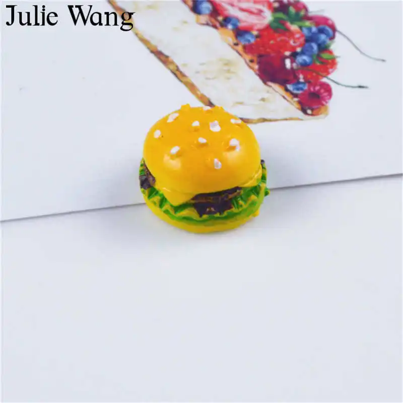 Julie Wang 10 шт. подвески из смолы в виде бургеров искусственная еда аксессуары для